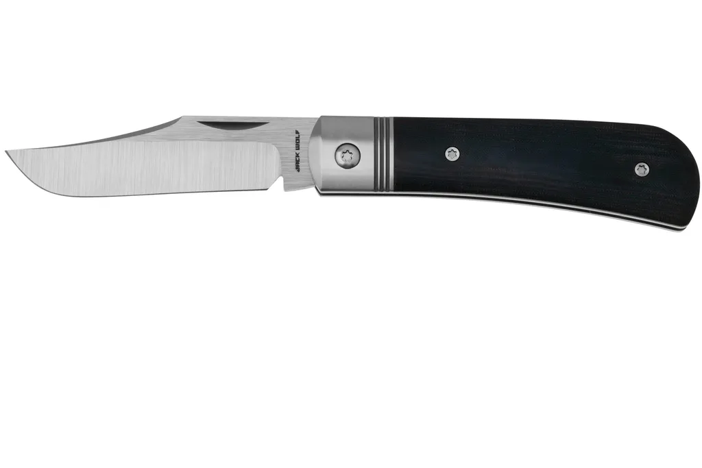 Jack Wolf Benny's Clip Steel Series BENNY-02-BLM Satin 14C28N, Blue Linen Micarta, Stainless Steel Bolster, couteau de poche slipjoint