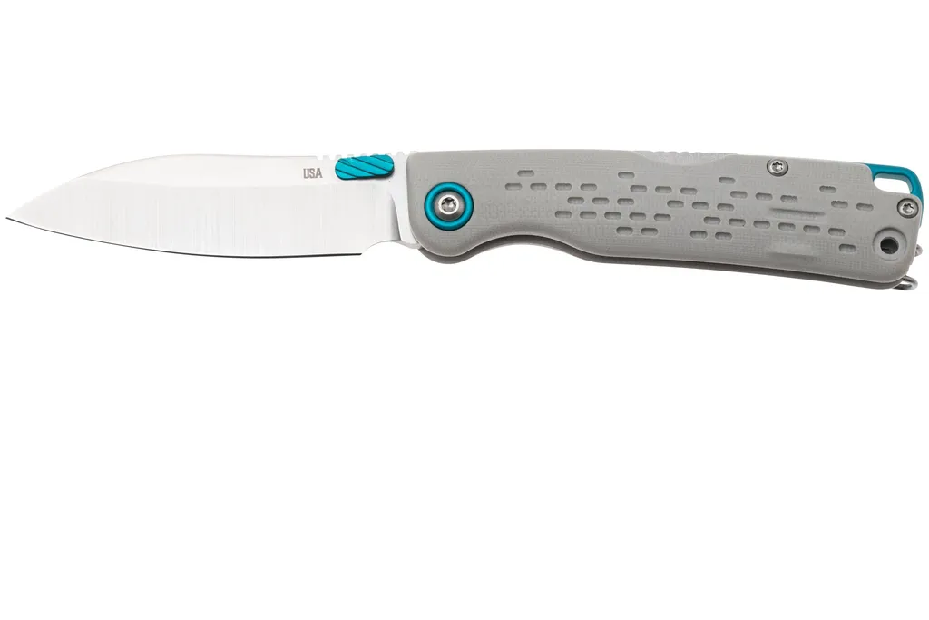 KA-BAR State & Union F01 SUF01GY, Satin S35VN, Battleship Grey G10, Teal Aluminum Hardware couteau de poche