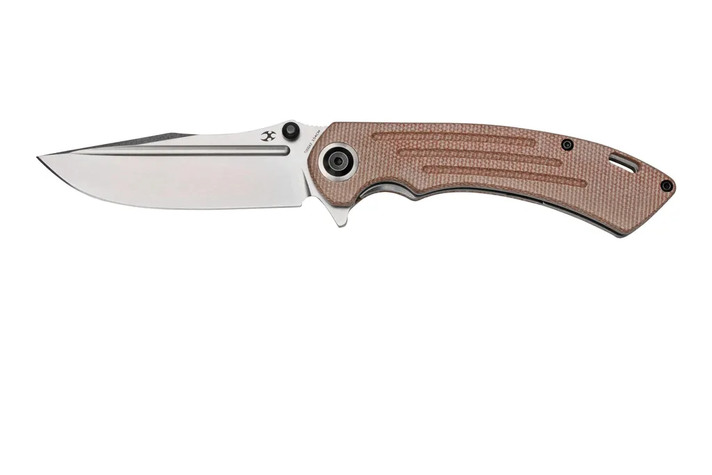 Kansept Pretatout T1032A3 Stonewashed 154CM, Brown Micarta couteau de poche, Kmaxrom design