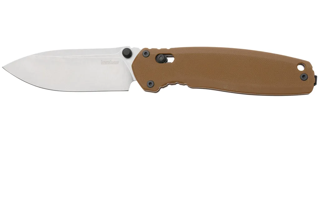 Kershaw Broadside 2052 Stonewashed D2, Tan G10, couteau de poche