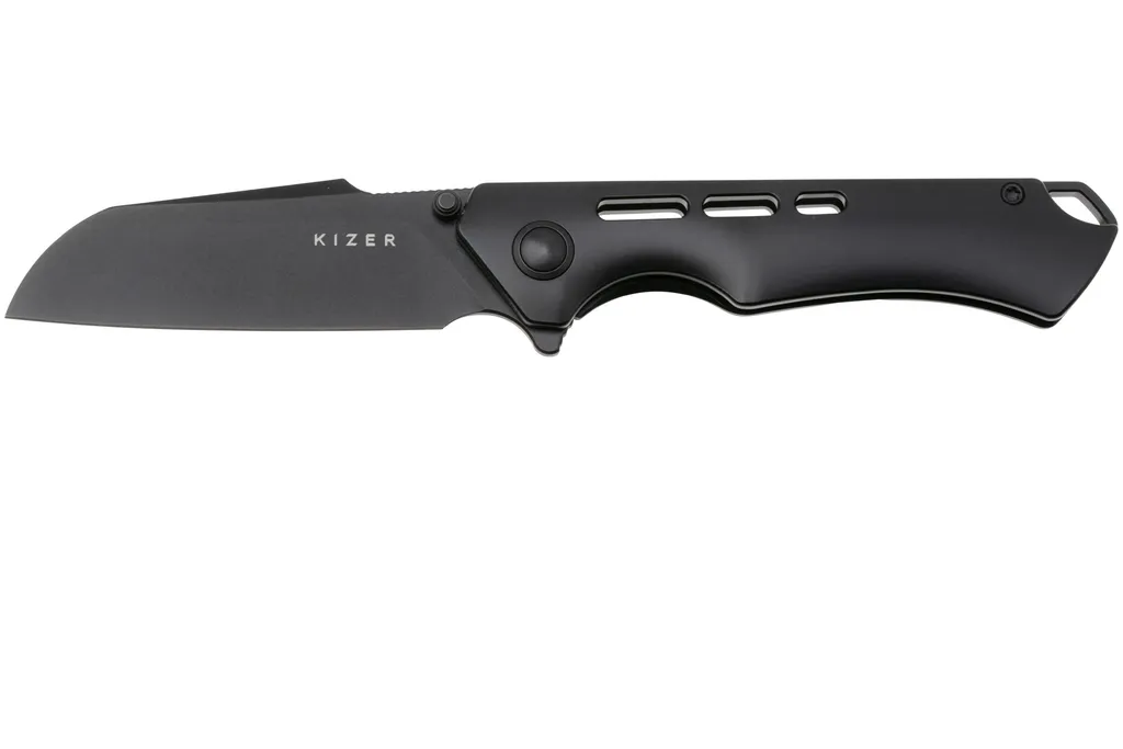 Kizer Crest Ki3714A2 Black PVD S35VN, Black Titanium couteau de poche, Gecko Customz Knifeworks design
