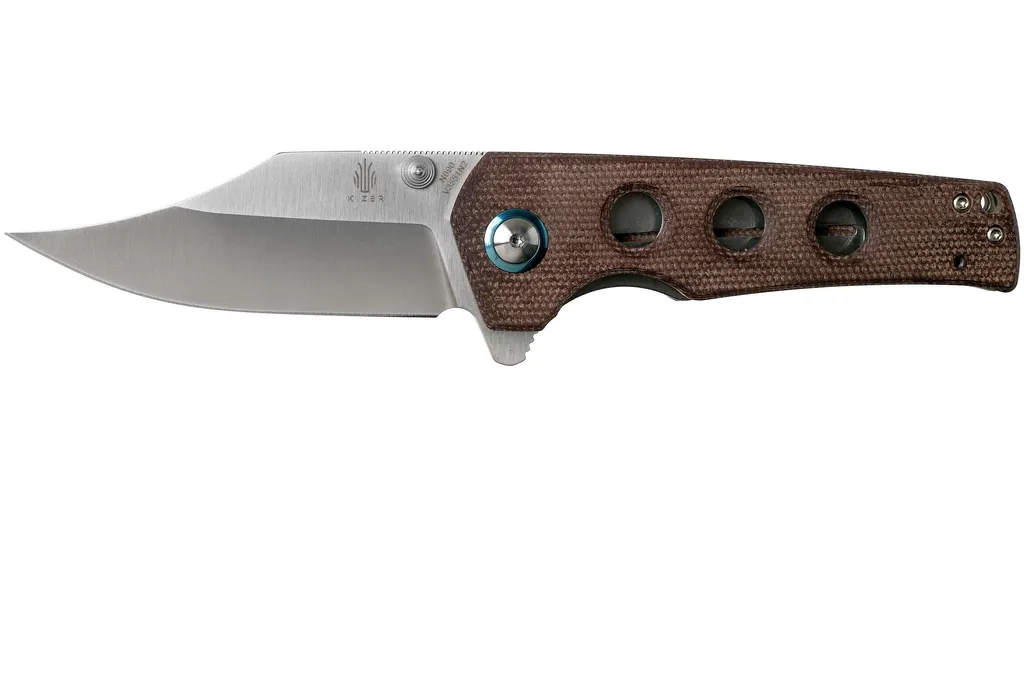 Kizer Junges V3551N2 Micarta couteau de poche, Carlos Elstner design