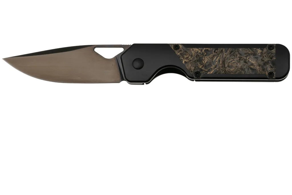 Kizer Militaw KI3634A3 Black S45VN, Contoured Black Titanium & Dark Matter Gold FatCarbon, couteau de poche, Jonathan Styles design