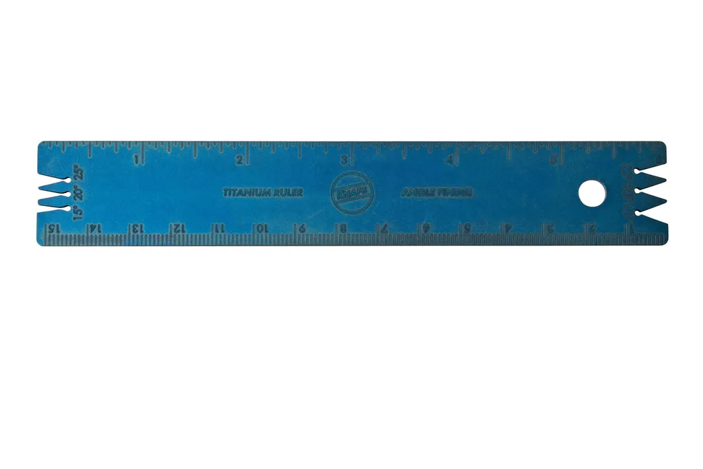 KNAFS Ruler with Knife Angle Finder, règle avec rapporteur, bleu