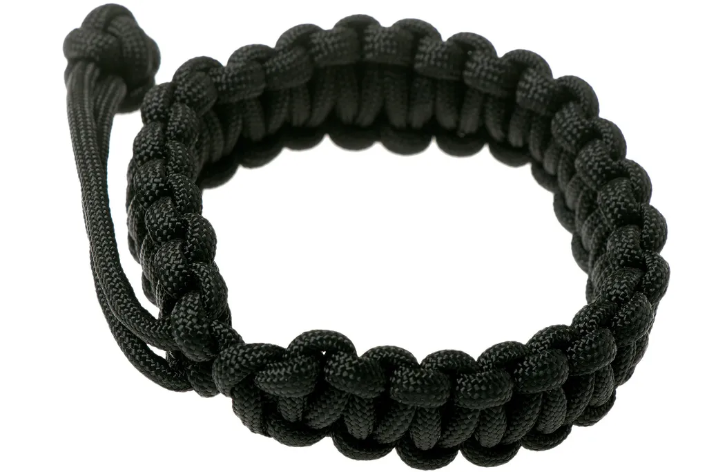Knivesandtools paracord armband cobra wave, noir, dimension interne 22 cm
