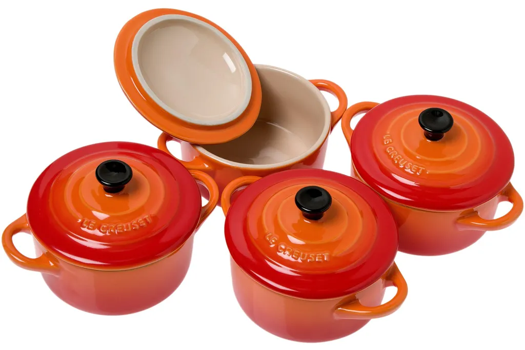 Le Creuset Les Céramiques set de mini-cocottes 10 cm, rouge-orange