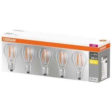 Led filament standard claire 7W E27 blanc chaud boite de 5 - OSRAM