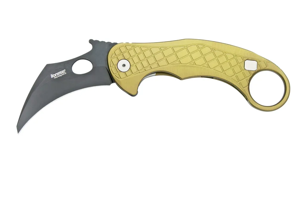 LionSteel L.E.One LE1-A-GB MagnaCut, Black, Green Aluminium, couteau de poche Karambit