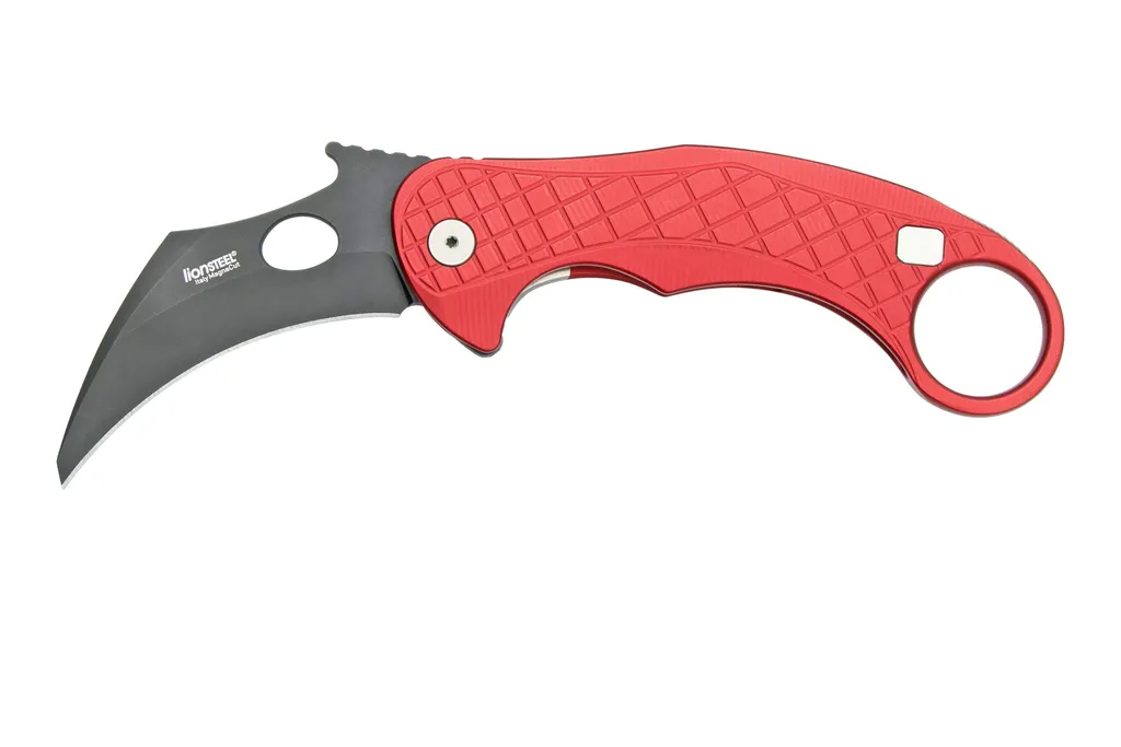 LionSteel L.E.One LE1-A-RB MagnaCut, Black, Red Aluminium, couteau de poche Karambit
