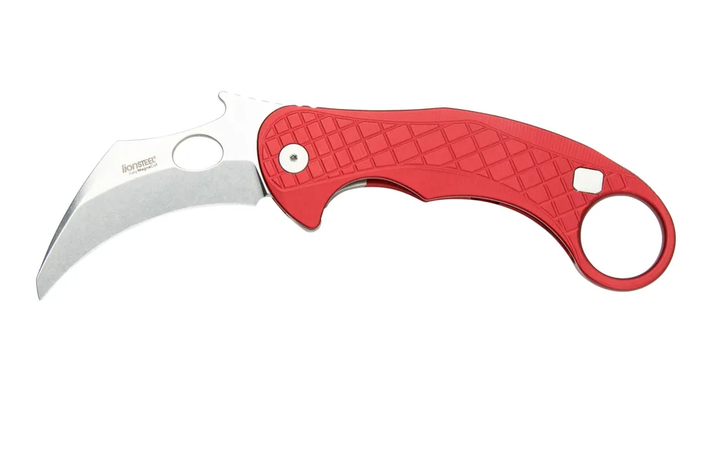 LionSteel L.E.One LE1-A-RS MagnaCut, Satin, Red Aluminium, couteau de poche Karambit
