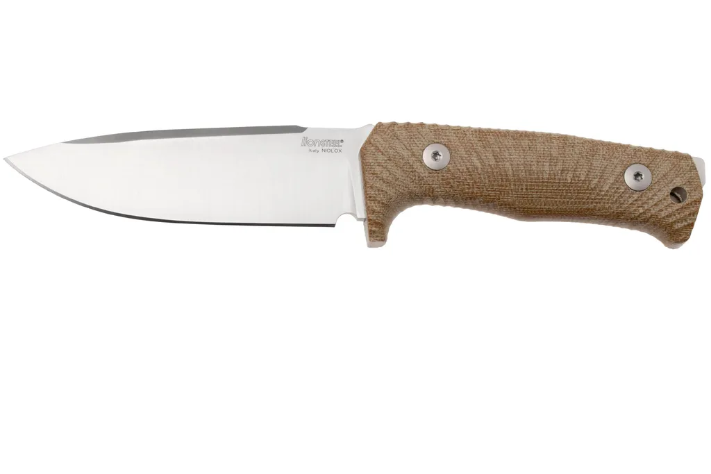 LionSteel T5-CVN Satin Niolox, Natural Canvas Micarta, couteau fixe