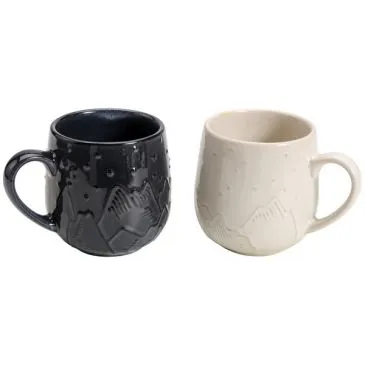 Lot 2 mugs 39 cl Crème & Gris - Montagne - TABLE ET COOK