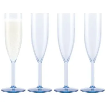 Lot 4 flûtes à champagne 12 cl Bleu Transparent - Oktett - BODUM