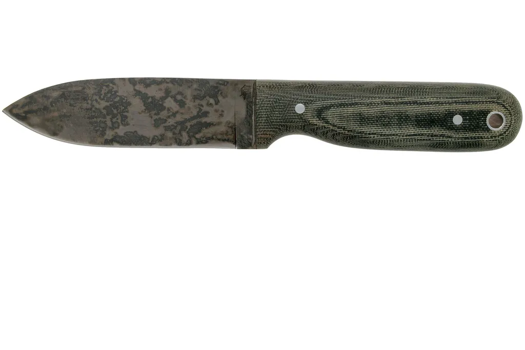 LT Wright Bushcrafter HC, 1075, Matte Black Micarta, Leather sheath, couteau de bushcraft