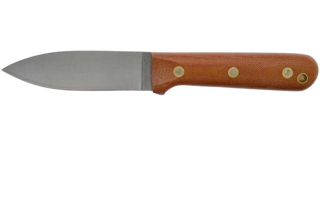 LT Wright Genesis Flat Grind, A2, Matte Natural Micarta, Leather sheath, couteau de bushcraft