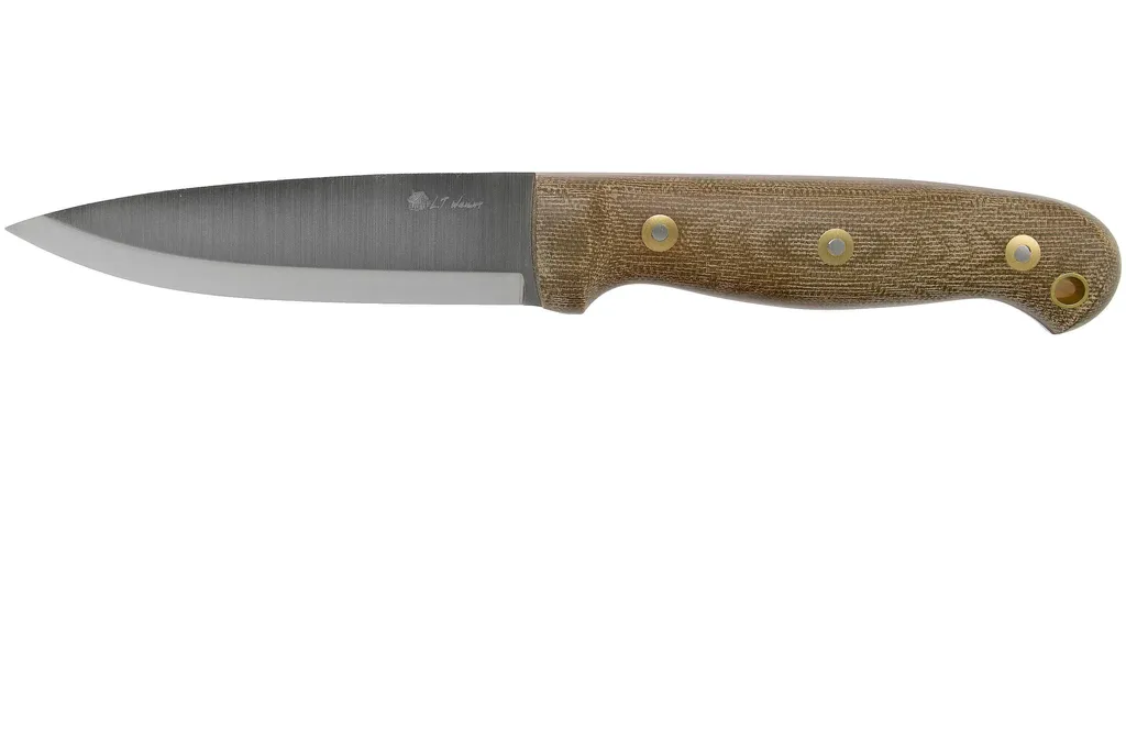 LT Wright GNS Scandi Grind, O1, Matte Green Micarta, Red Liners, Leather sheath, couteau de bushcraft