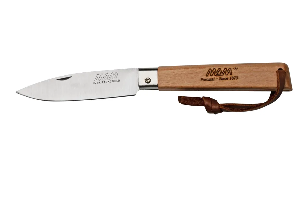 MAM Operario Bois de hêtre Finition Satinée cordon en cuir, 2037 couteau de poche