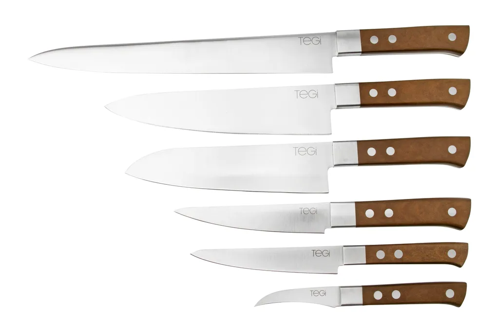 Maserin TEGI 2500TG02-M set de 6 couteaux de cuisine avec sac enroulable, marron