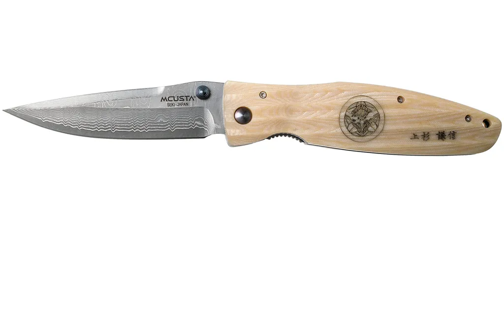 Mcusta MC-0185D Sengoku Uesugi Kenshin, white micarta, couteau de gentleman