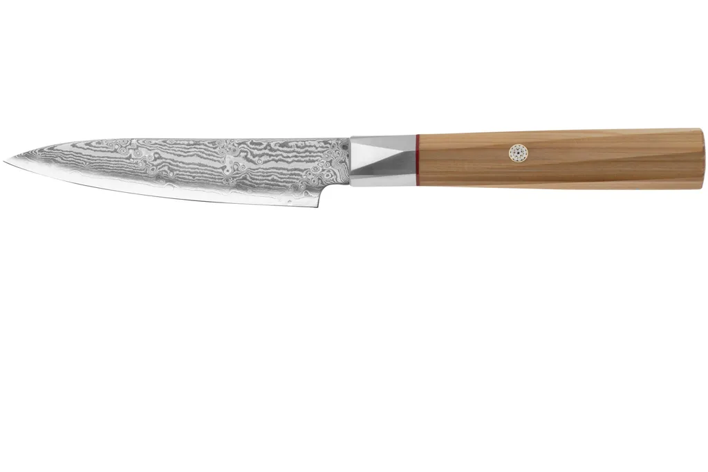 Mcusta Zanmai Petty ZBX2-3001DS, 33-Layer Damascus/VG10, Hinoki Handle, Knivesandtools Exclusive, couteau d'office, 11 cm
