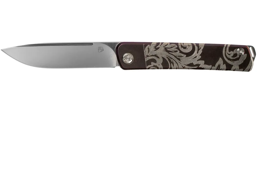 Medford Gentleman Jack S35VN, Tumbled Blade, Violet Filigree Handle, Silver Hardware couteau de poche