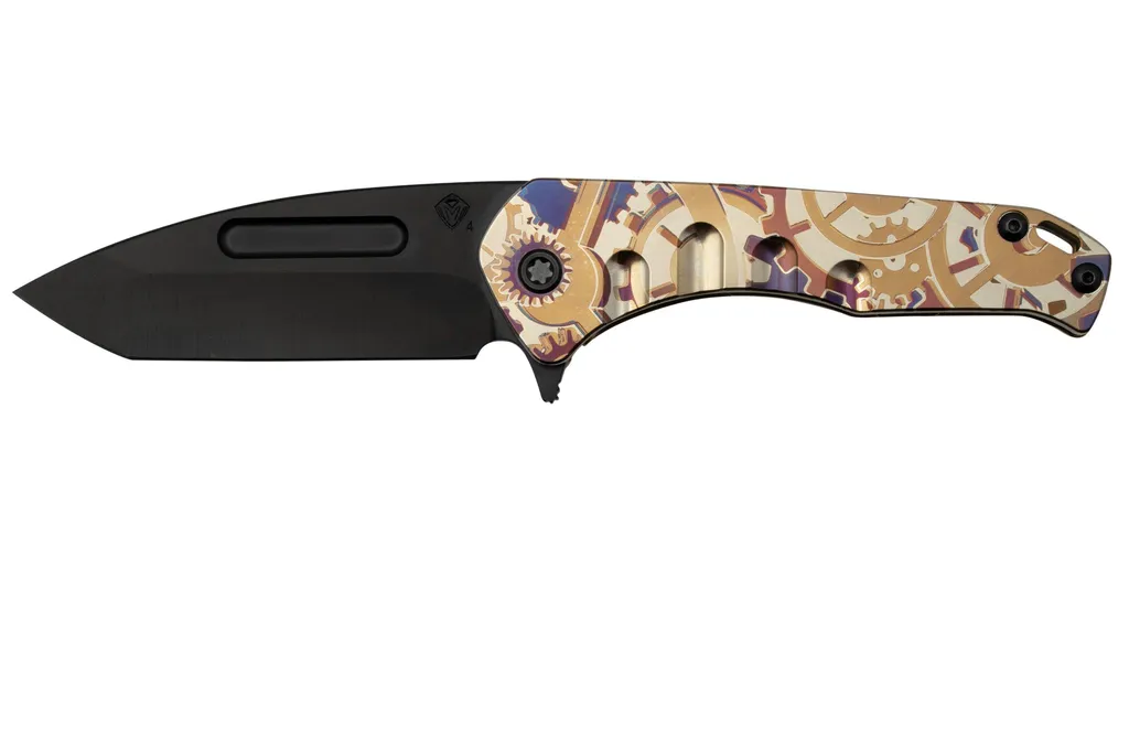 Medford Praetorian Slim Flipper S35VN PVD Tanto Blade, Bronze Steampunk Handle, couteau de poche