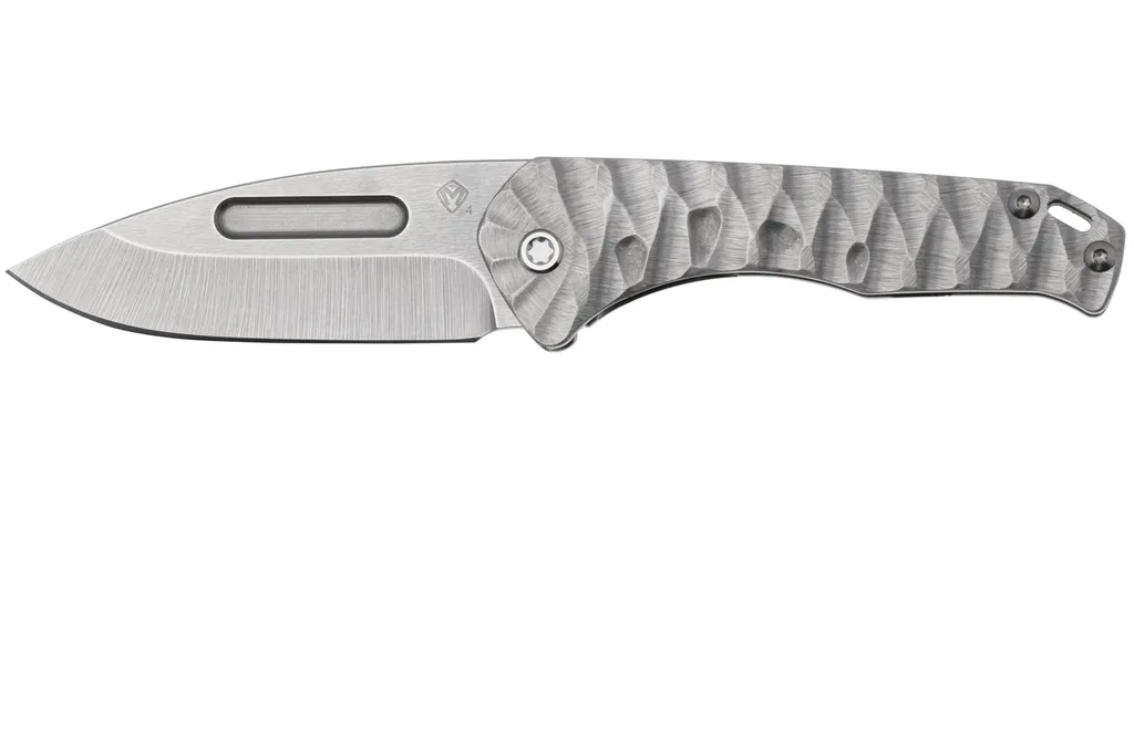 Medford Praetorian Slim, Tumbled S45VN Droppoint Blade, Silver Predator Sculpted Handle, couteau de poche
