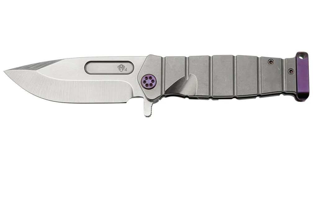 Medford USMC Fight Flipper S35VN Tumbled Blade, Tumbled Handle, Violet Hardware, couteau de poche