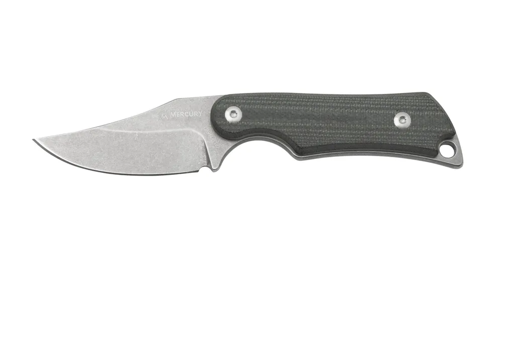 Mercury Kali N690 Stonewashed Clip Point, Black G10, couteau fixe
