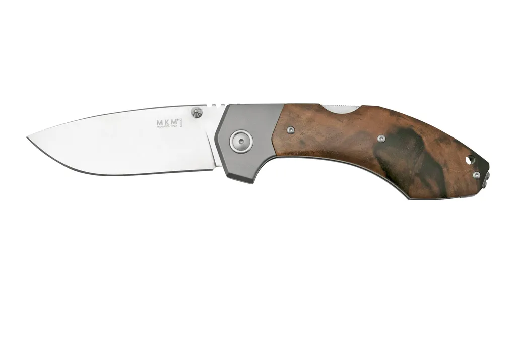 MKM Hero Stonewashed, Walnut Wood, Titanium Bolsters, couteau de poche