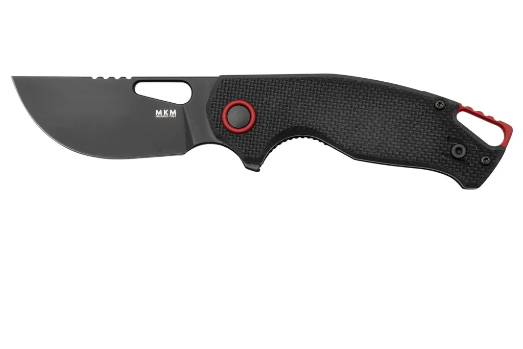 MKM Vincent VCN-GBB Black PVD N690CO, Black G10, Red Aluminum, couteau de poche, Jesper Voxnaes design