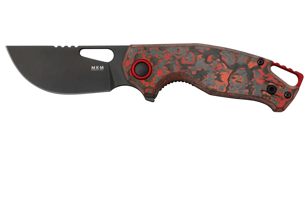 MKM Vincent VCV-CLD Black PVD VANAX, Lava Flow Carbon Fiber, Red Aluminum, couteau de poche, Jesper Voxnaes design