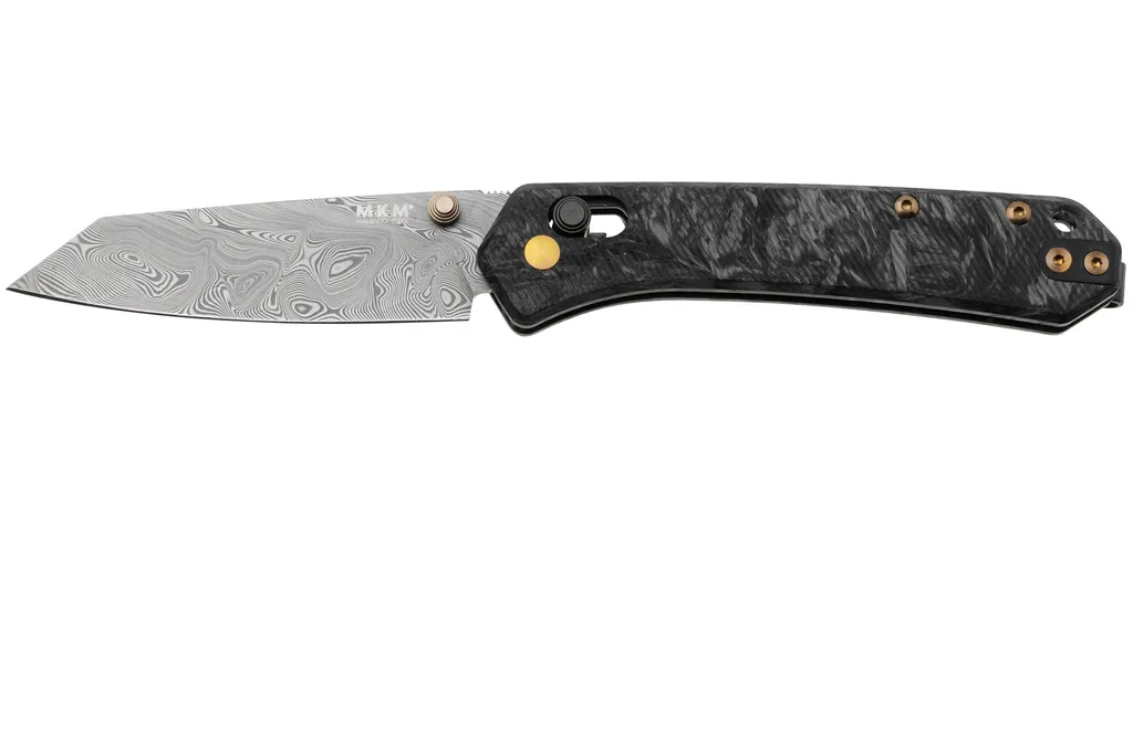 MKM Yipper 'Fancy Boi' YP-D Damascus Limited Edition, Marbled Carbon Fiber, Titanium Hardware couteau de poche, Ben Petersen design