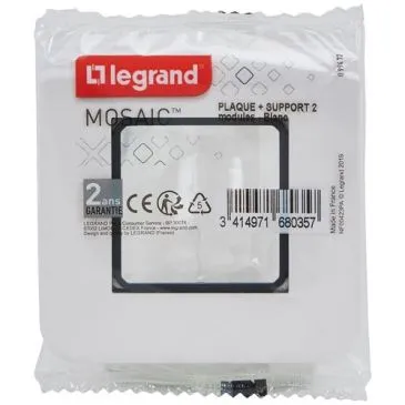 Mosaic support à vis plaque 2 modules blanc - LEGRAND