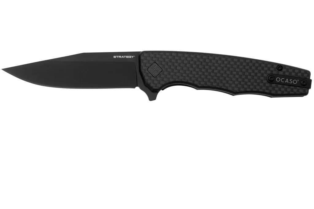 Ocaso Strategy 29BCB Black Blade, G10 Carbon Fiber Peel Ply, couteau de poche