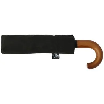 Parapluie mini auto noir poignée courbe bois - CHIC IL PLEUT