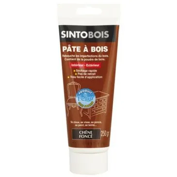 Pâte à bois à l'eau - chêne foncé - 250 g - SINTOBOIS