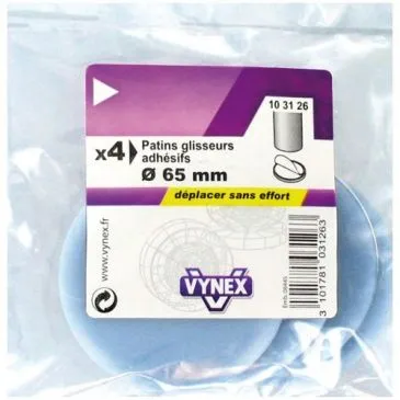 Patin glisseur  P.T.F.E - D65 mm - adhésif - gris - lot de 4  - VYNEX