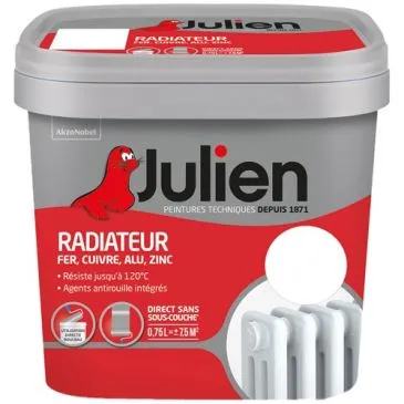 Peinture radiateur phase aqueuse satin 0.75 L blanc - JULIEN