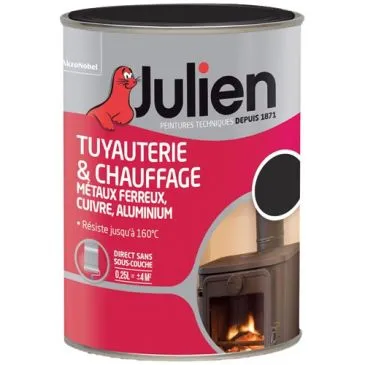 Peinture tuyauterie chauffage mat 0.25 L noir - JULIEN