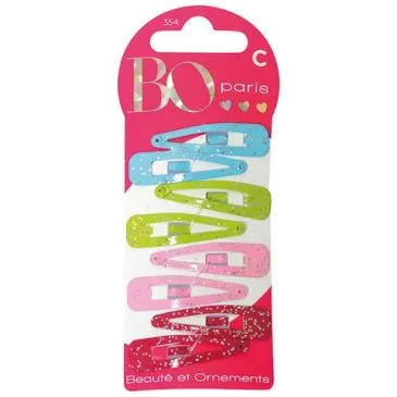 Pinces clic clac paillettes x8 C - BO PARIS