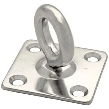 Platine carré avec anneau mobile - L : 50 mm - ép.8 mm - D19 mm - acier ino - CHAPUIS
