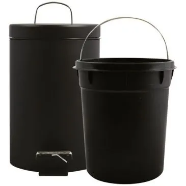 Poubelle noire 3l pédale et seau amovible - MSV