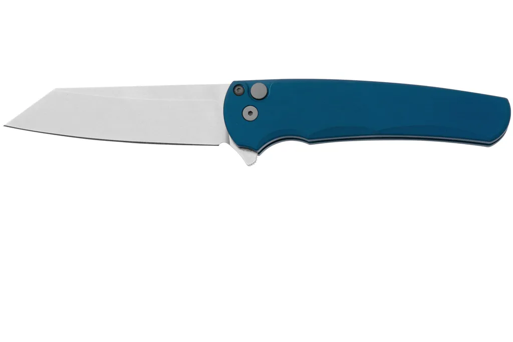 Pro-Tech Malibu 5401-BLUE Stonewashed MagnaCut Reverse Tanto, Blue Aluminum couteau de poche
