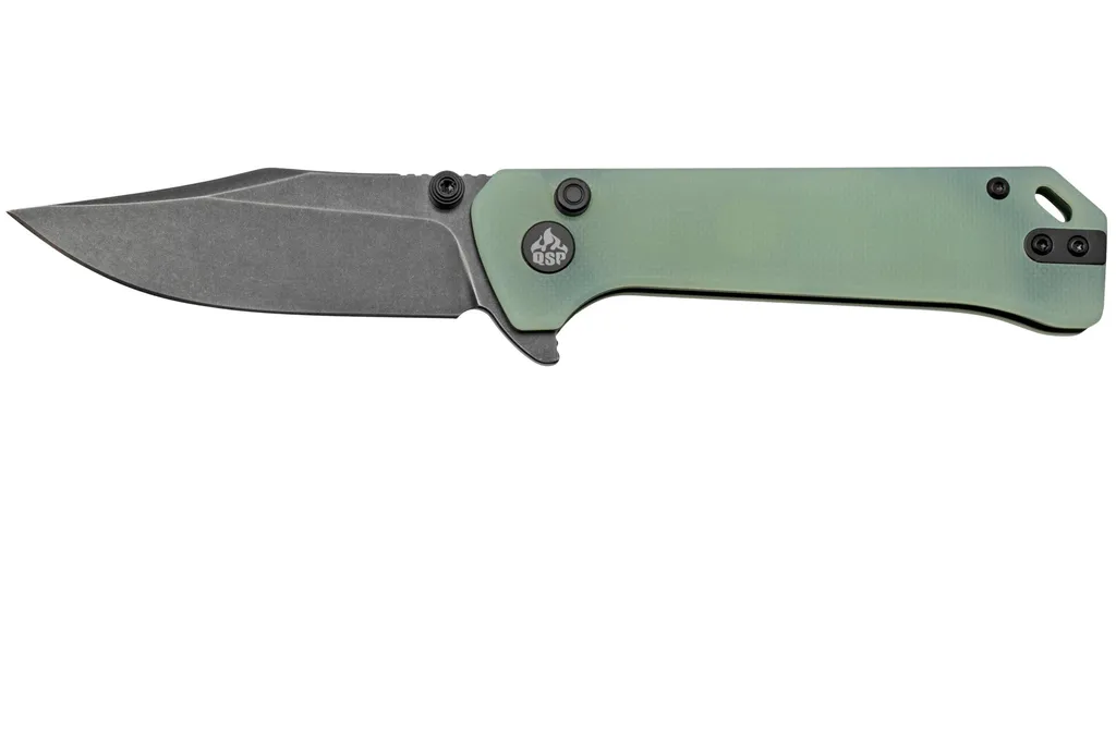 QSP Grebe QS147-D2, 14C28N Clippoint noir Jade G10, couteau de poche