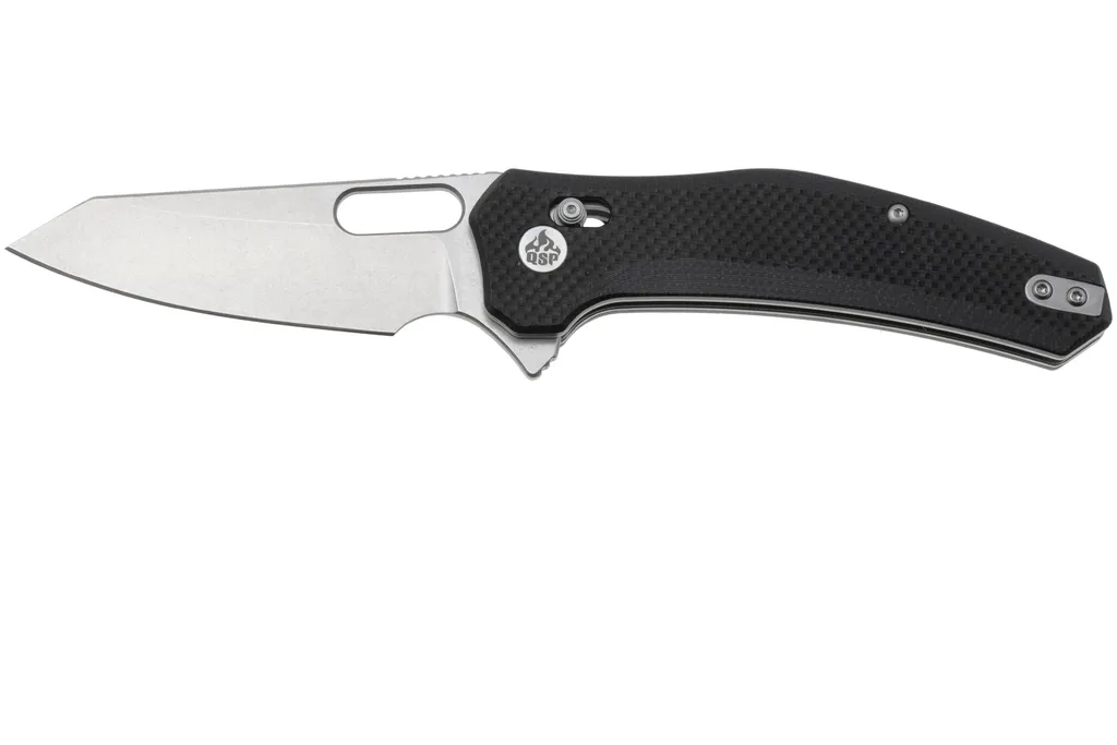 QSP Knife Emu 164-C1, Stonewashed 14C28N, Black Coarse G10, couteau de poche
