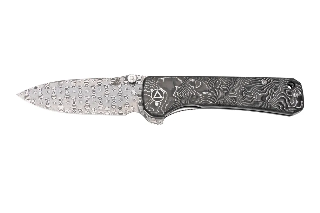 QSP Knife Hawk QS131-Q Damascus, Aluminum Foil Carbonfiber couteau de poche