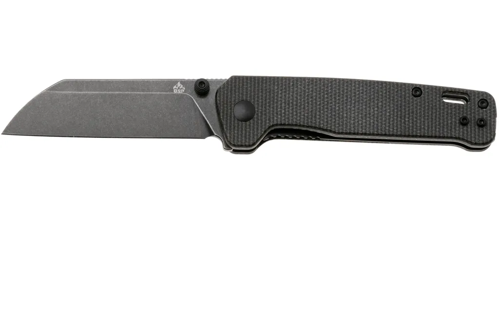 QSP Knife Penguin V2 QS130V2-A2 Blackwashed D2, Dark Brown Micarta, couteau de poche