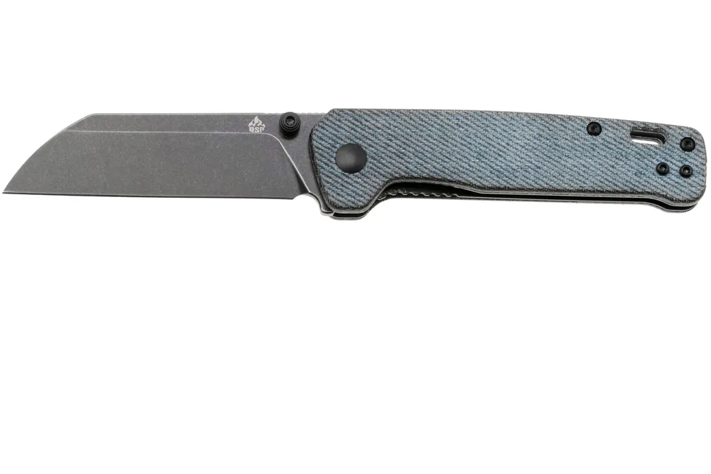 QSP Knife Penguin V2 QS130V2-B2 Blackwashed D2, Denim Micarta, couteau de poche