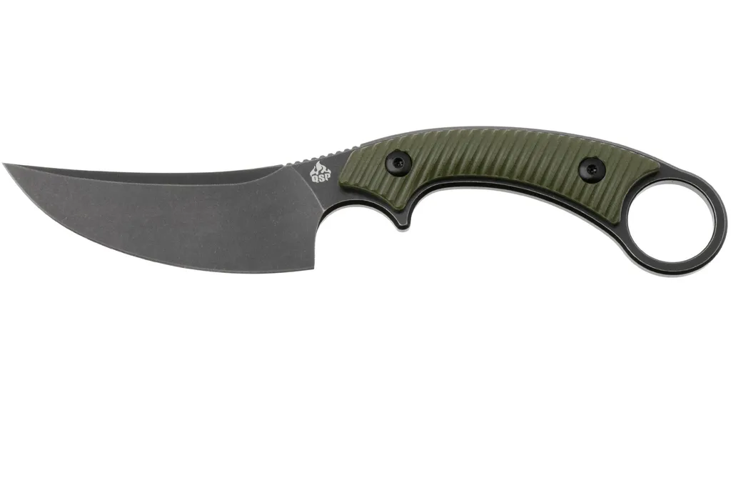 QSP Knife Viper QS166-B2 Blackwashed 10Cr15MoV, Green G10, couteau fixe